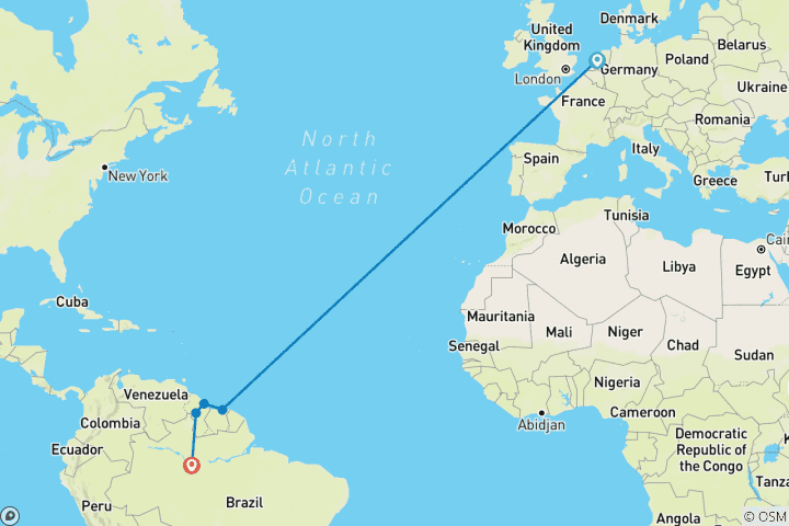 Carte du circuit Hors des sentiers battus : au cœur de la forêt tropicale d'Amérique du Sud