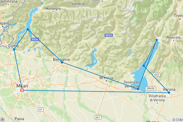 Carte du circuit Les Alpes par train de la Bernina et les lacs du Nord - 6 jours