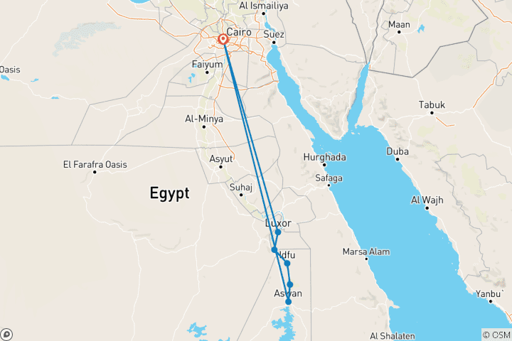 Map of Egypt with Nile Cruise (9 destinations)