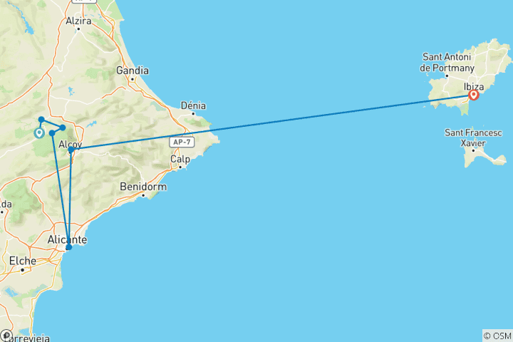 Carte du circuit Randonnée dans le parc naturel de Serra de Mariola (7 jours)