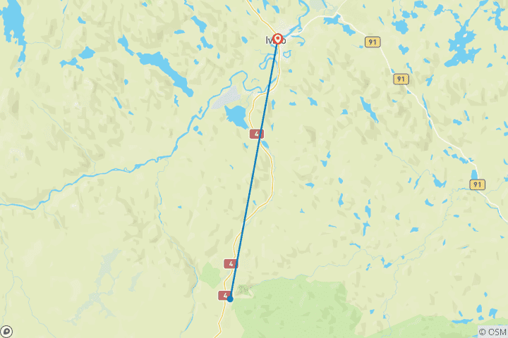 Map of Tailor-Made Finland Northern Lights Private Tour