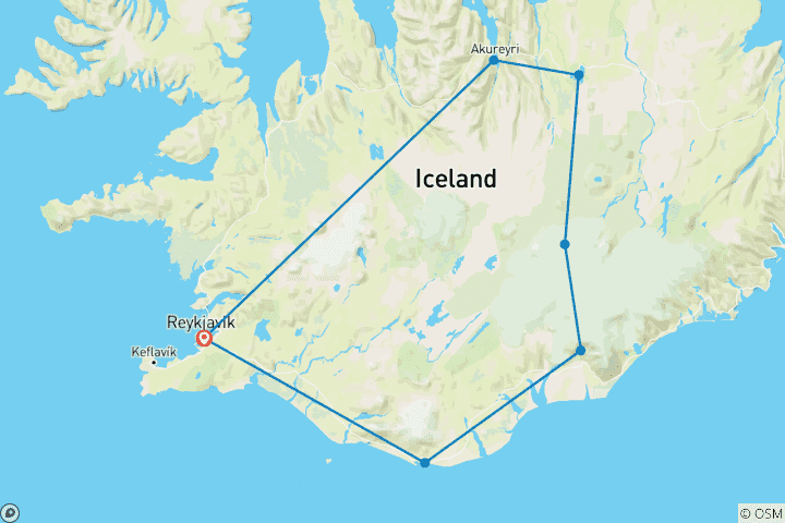 Carte du circuit Circuit sur mesure de 10 jours en Islande, voyage privé