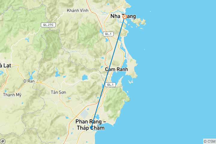 Carte du circuit Au départ de Nha Trang : Découvrez l'excursion panoramique de Phan Rang et la baie de Vinh Hy