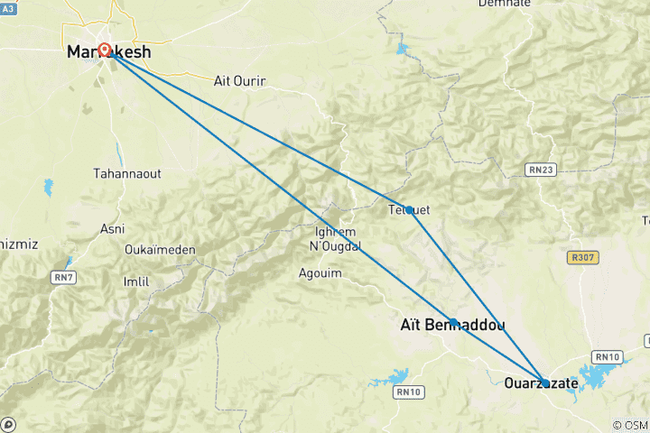 Karte von Marrakesch & Atlasgebirge 5 Sterne - 5 Tage