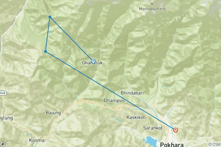 Mapa de Khopra Danda excursionismo 7 días