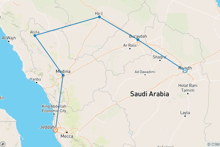 Carte du circuit La tournée des monuments - Arabie Saoudite