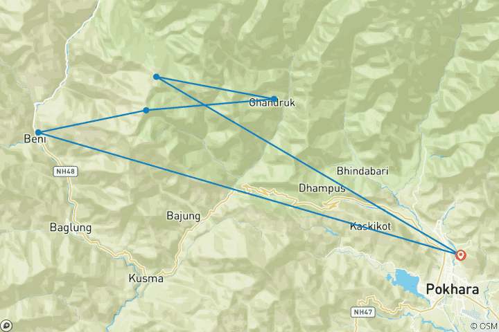 Carte du circuit Annapurna Himalaya View Trek 6 jours