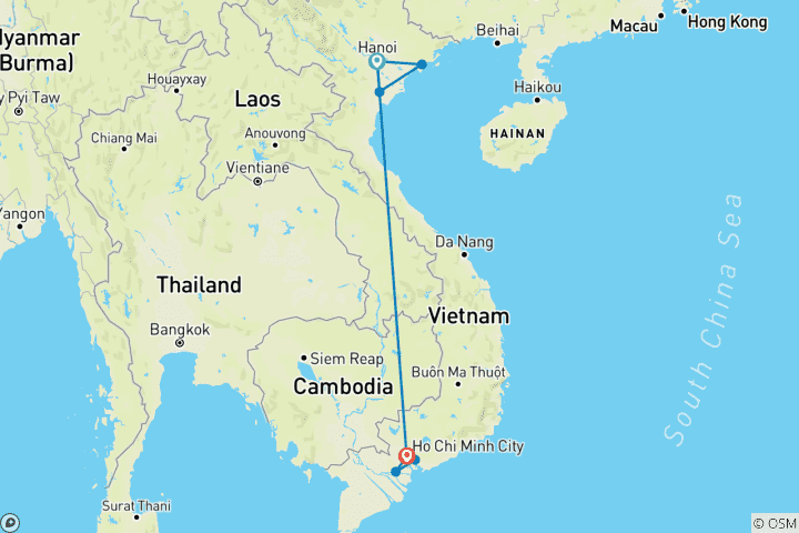 Map of Explore Vietnam 7 Days 6 Nights