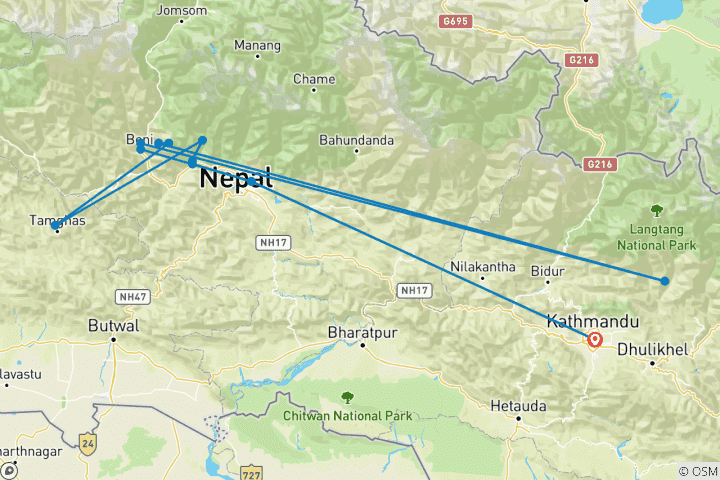 Map of Annapurna Himalaya View Trek 8 Days