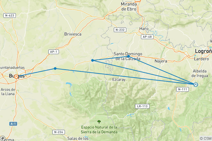 Karte von Französischer Jakobsweg von Logroño nach Burgos (7 Tage)
