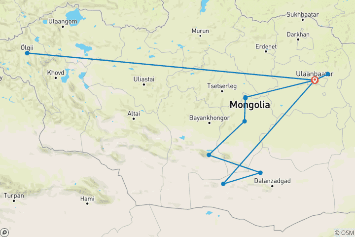 Map of Mongolia: Steppes, Deserts & Nomads - Eagle Festival