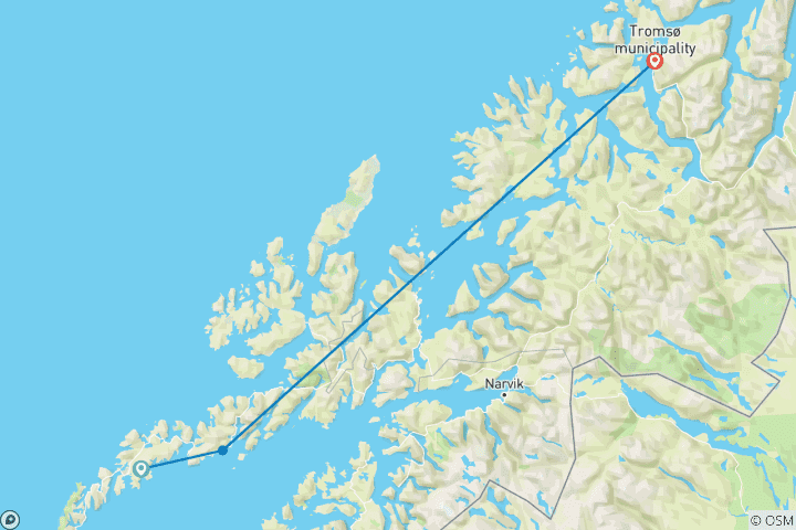 Map of Tailor-Made Private Norway Trip to Chase the Northern Lights