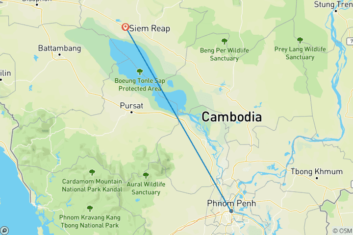 Map of Amazing Cambodia in 5 Days - Private Tour
