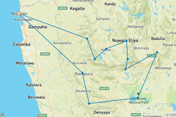 Carte du circuit Une vraie aventure - Faune / Randonnée / Forêt tropicale [13 jours Confort]