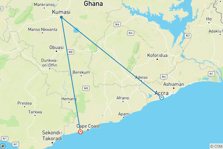 Map of CULTURAL GHANA TRIP