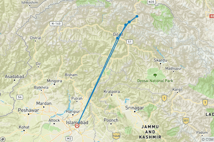 Map of Hunza Valley Nature & Walking Tour