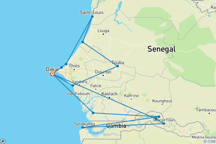 Map of Senegal and The Gambia: A Cultural and Wildlife Odyssey