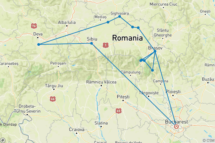 Map of Discover Medieval Transylvania Small Group Tour - 7 days