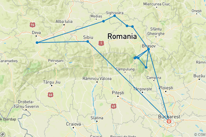 Map of Discover Medieval Transylvania Small Group Tour - 7 days