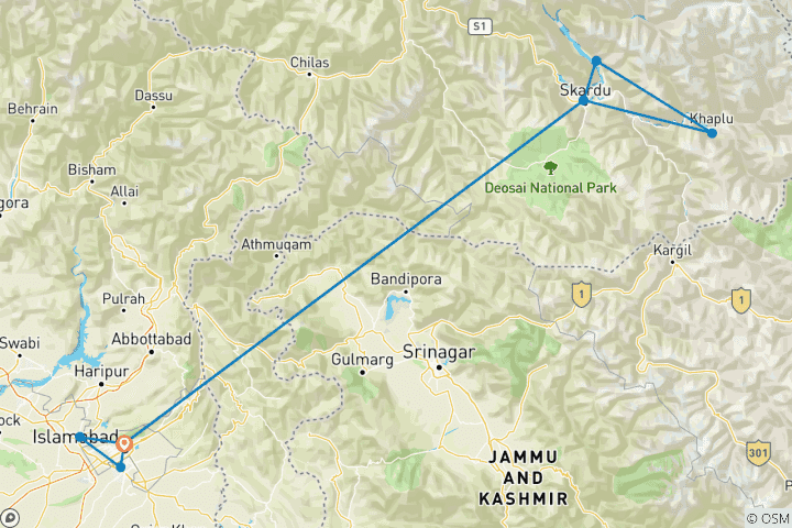Karte von Thallay La Trek - Karakoram Wilderness Trek