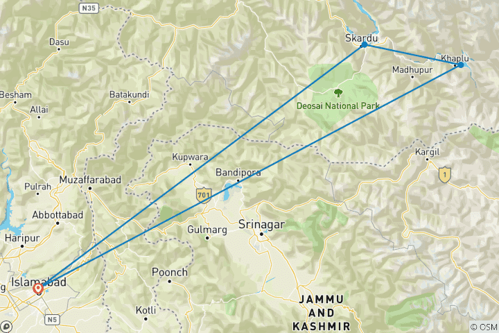 Map of Masherbrum (K1)Basecamp Trek