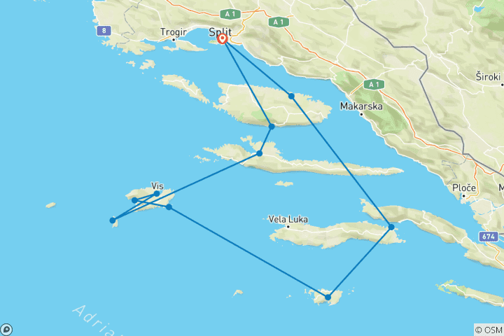 Map of Croatian Wilderness (Split - Split) Premium