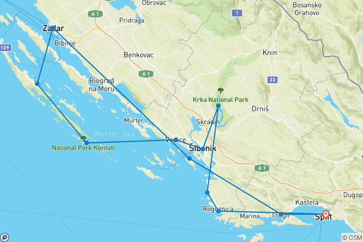 Carte du circuit Nature et culture - Split - Split Premium Supérieur