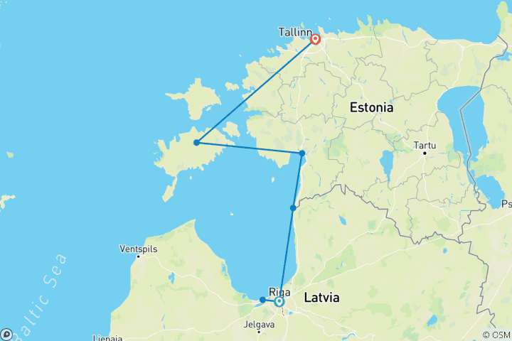 Carte du circuit Circuit à vélo autoguidé en Lettonie et en Estonie - de Riga à Tallinn