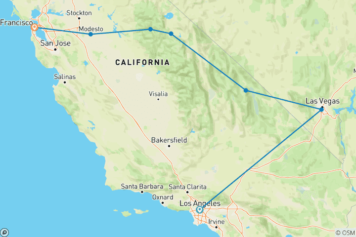 Map of California Dreaming with Las Vegas