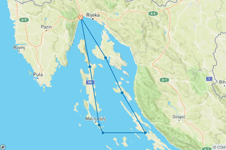 Kaart van Fietstocht Kvarner Premium