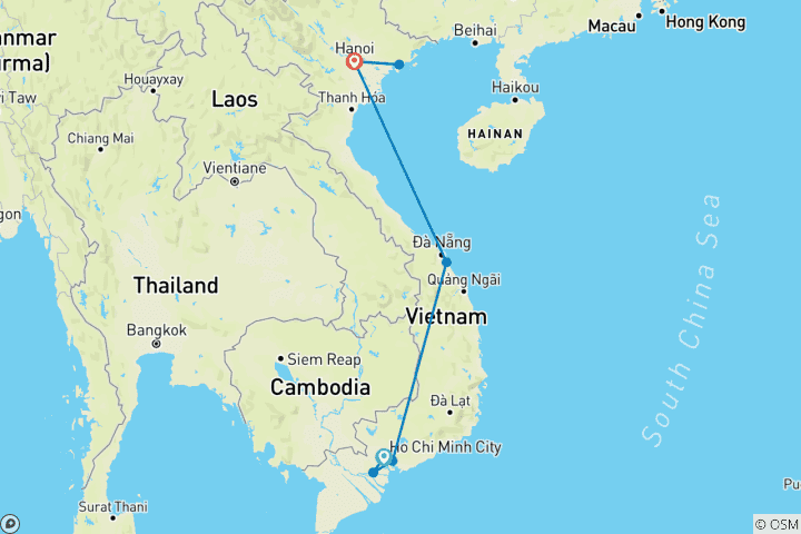 Map of Vietnam Highlights in 10 Days - Super Deal Package