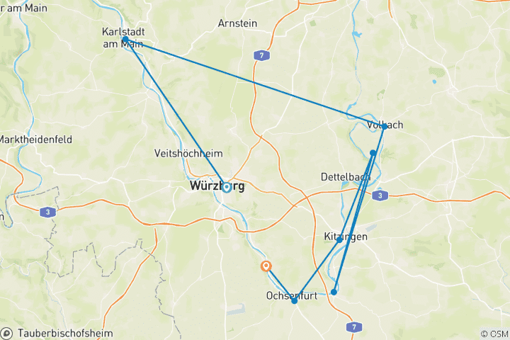 Kaart van Mainfranken - Rondom Würzburg (5 dagen)