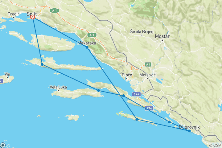 Carte du circuit Southern Explorer - Split - Split Premium