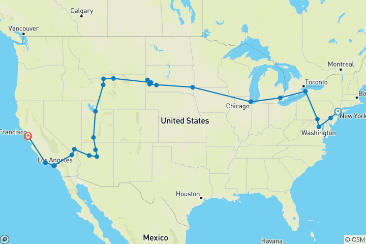 Mapa de La gran Travesía Americana