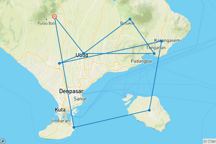 Kaart van Essentie van Bali in 10 dagen - Privé Deluxe Tour