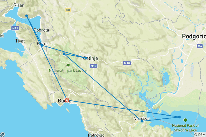 Carte du circuit L'essentiel du Monténégro - 5 jours