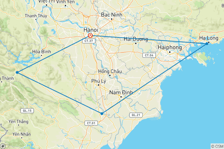 Carte du circuit La beauté du nord du Vietnam en 8 jours