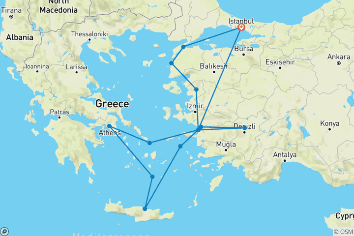 Carte du circuit Western Turkey Exploreret;3 Nuits Iconic Aegeans - 10 Jours