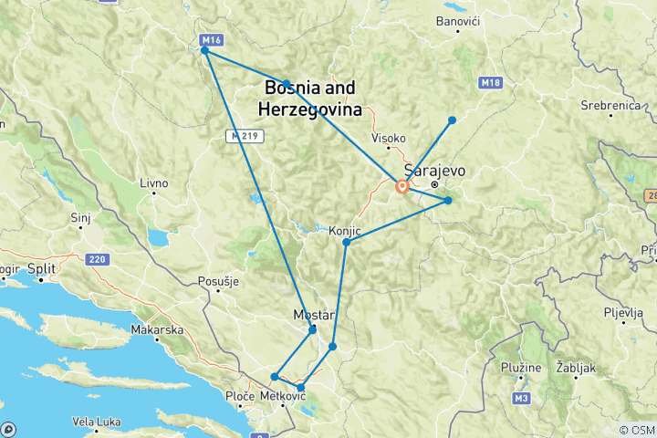 Map of EXPLORE BOSNIA IN 8 DAYS