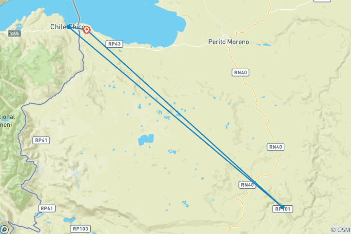 Mapa de Paso Teheulche Argentina y Chile - 4 días