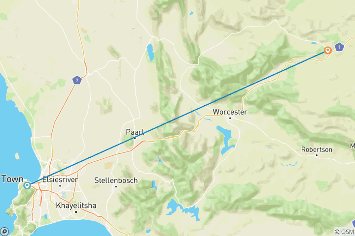 Karte von 3Sterne 3-Tage Kapstadt Paket