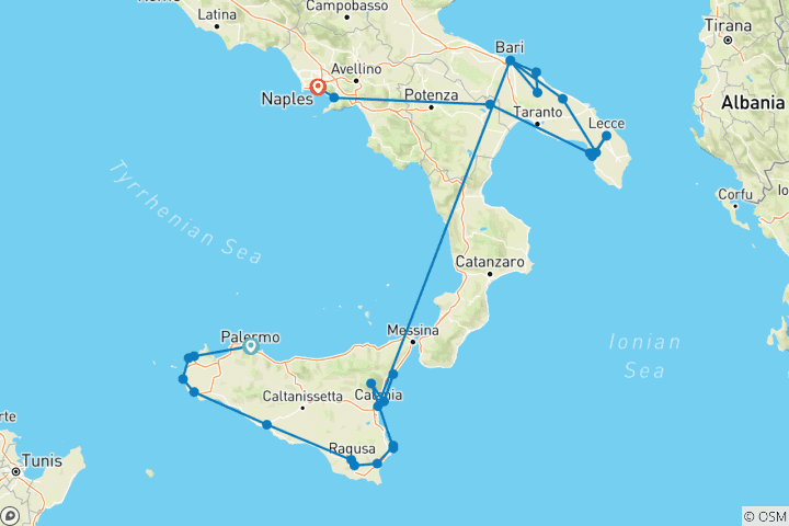 Map of Premium Sicily and Puglia