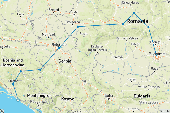 Carte du circuit Premium Dubrovnik à Bucarest