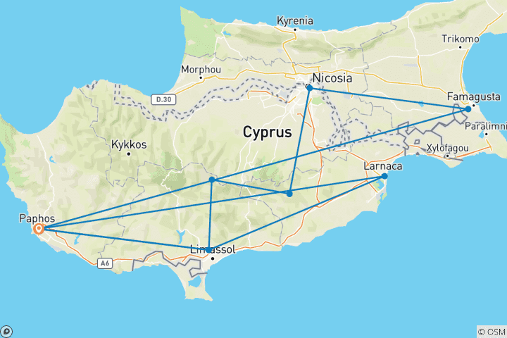 Map of Aphrodite's Tour