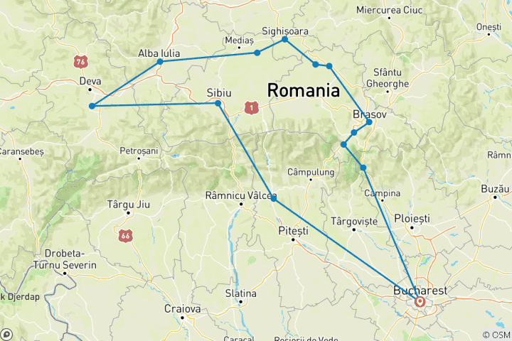 Kaart van Transsylvanische Kastelen Privé Tour 4-daags vanuit Boekarest