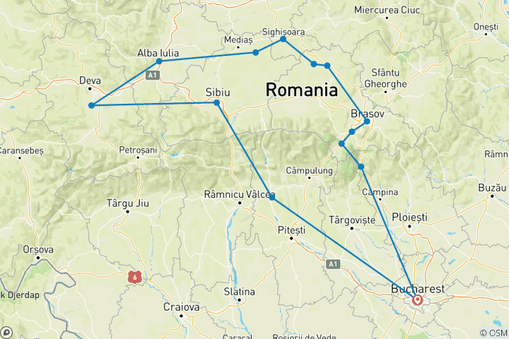 Kaart van Transsylvanische Kastelen Privé Tour 4-daags vanuit Boekarest