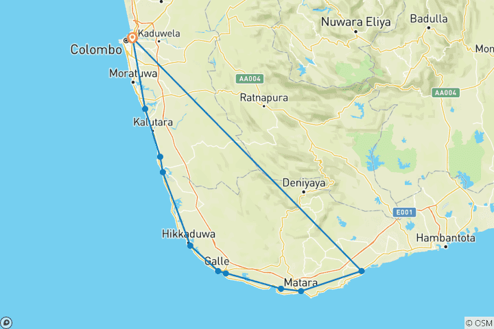 Map of Sri Lanka Ayurveda and Fitness Holiday Package 2024