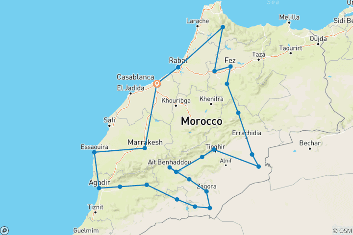 Carte du circuit Casablanca Les points forts du Maroc - 14 jours