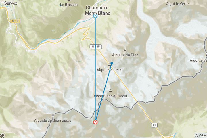 Map of Walking Tour du Mont Blanc