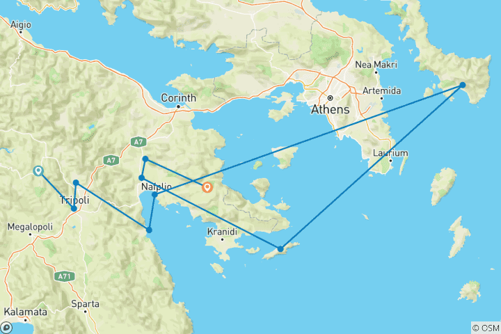 Carte du circuit Cyclisme dans le Péloponnèse